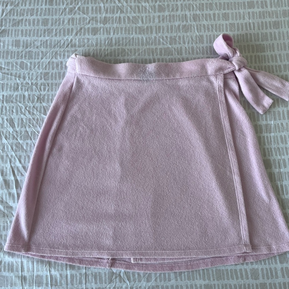 Reformation Terry Cloth Pink Tie-Waist Mini Skirt -Size S